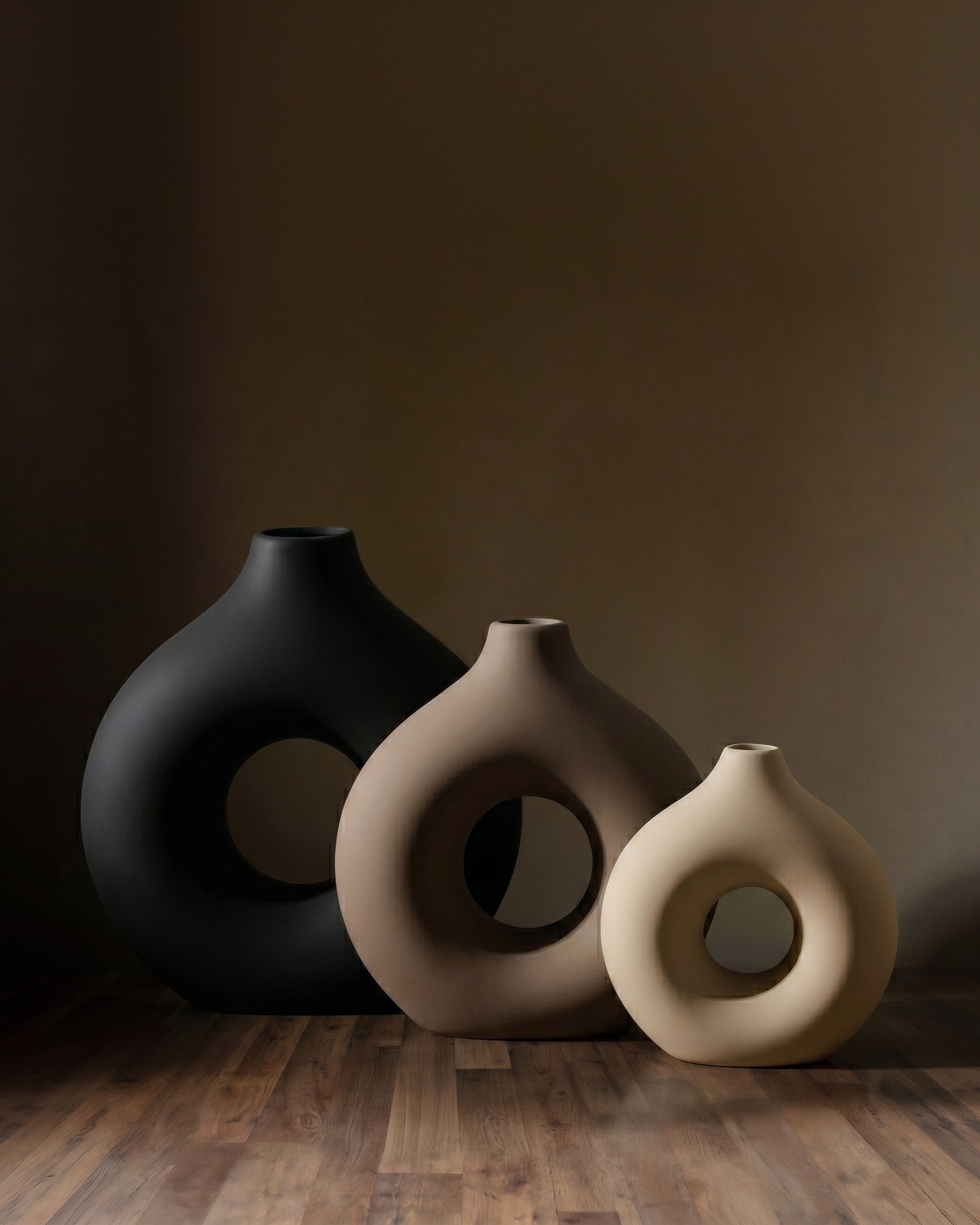 The Eclipse Trio | Ensemble de vases en céramique mate faits à la main