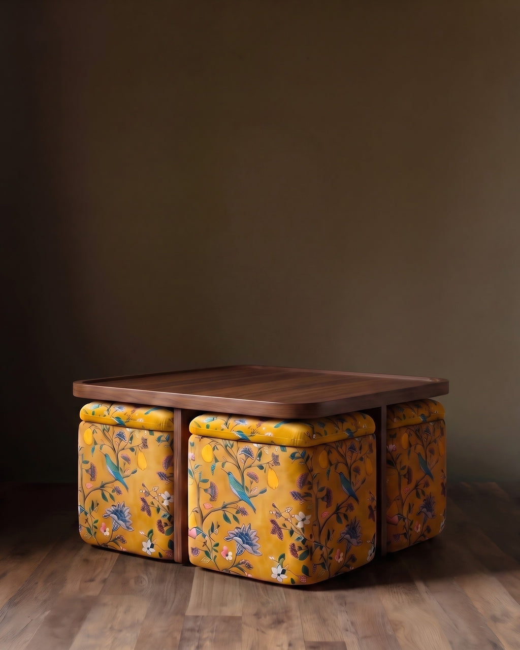 La table basse et les poufs gigognes Regal Botanica