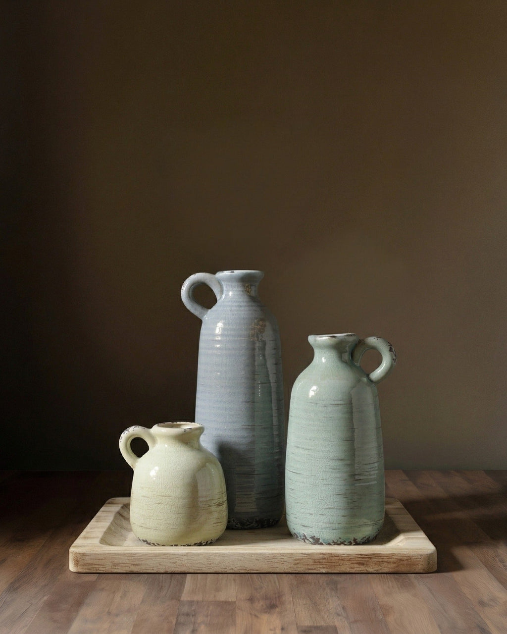 Lot de 3 vases en céramique rustiques Sage et Sky