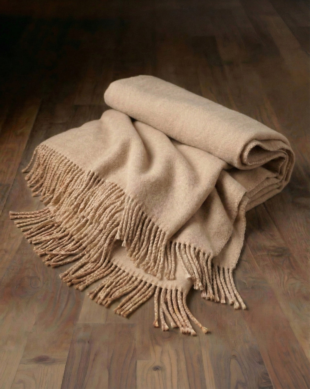 Plaid en soie frangée Cascata – Dune naturelle