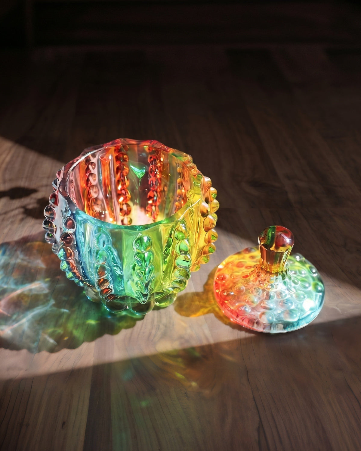 Boîte à souvenirs et boîte à bijoux en verre de cristal coloré