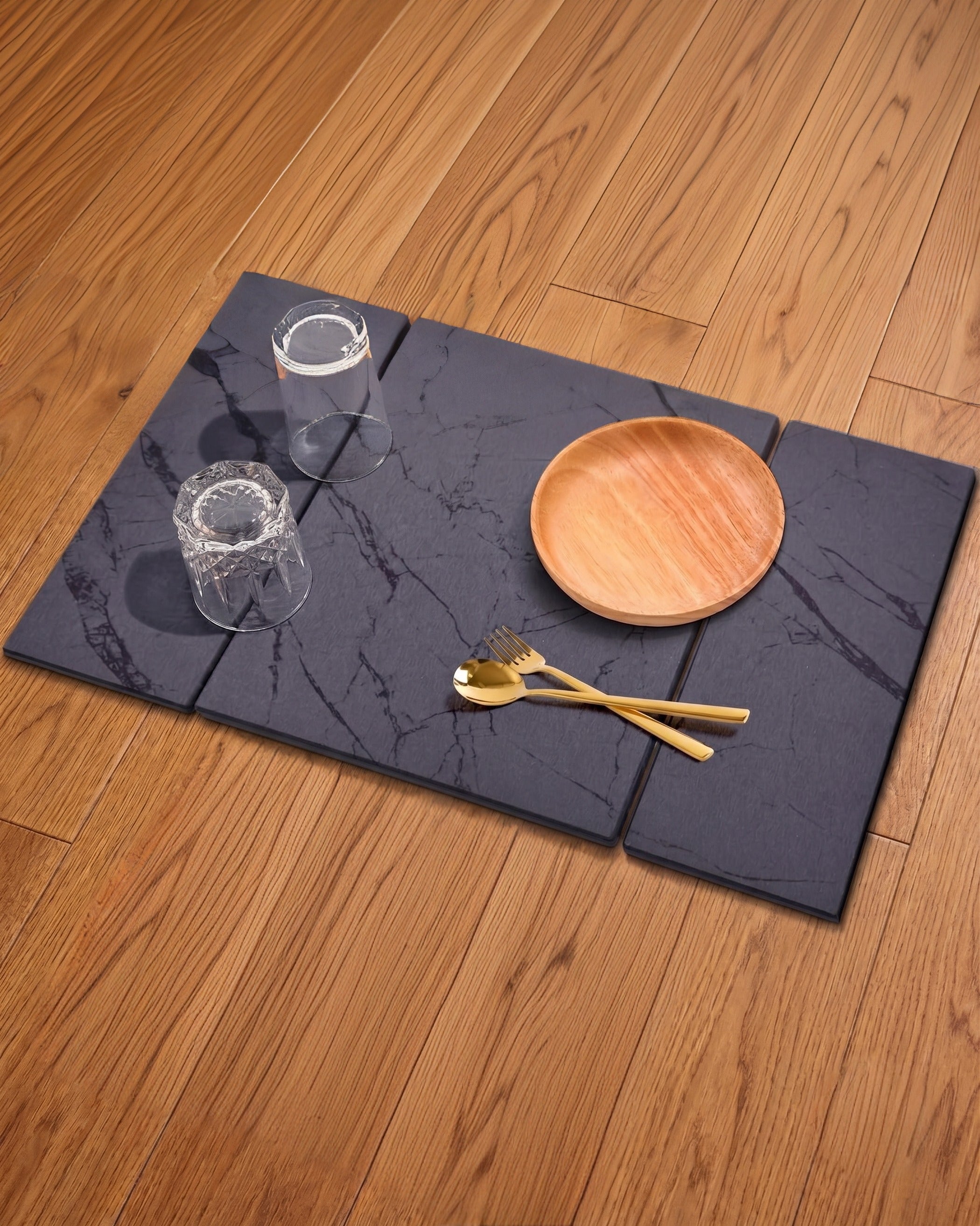 TerraDry | Égouttoir pliable en pierre naturelle – Tapis de cuisine haut de gamme en terre de diatomée et ardoise