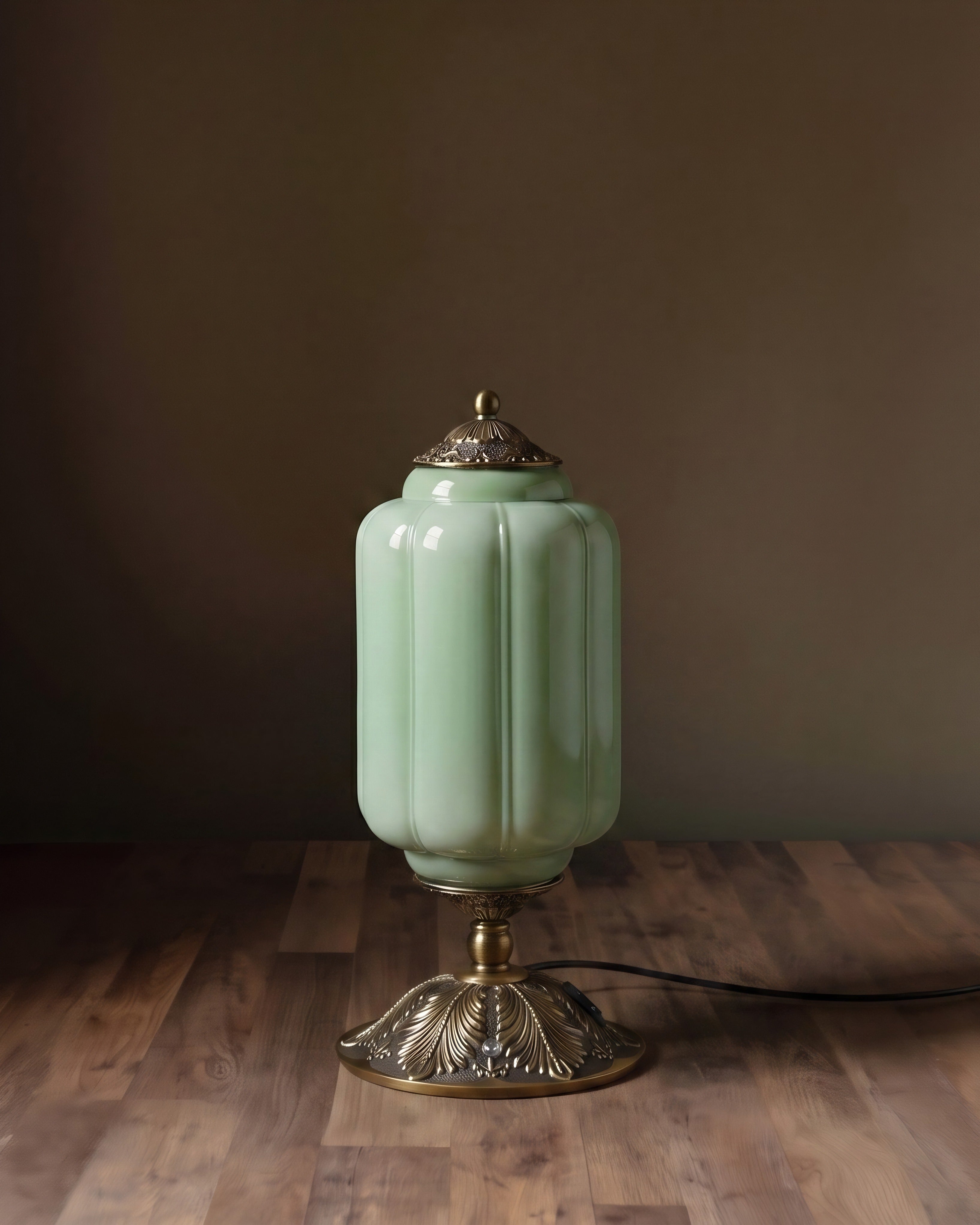 Lampe de table en verre opale Verdant Heirloom