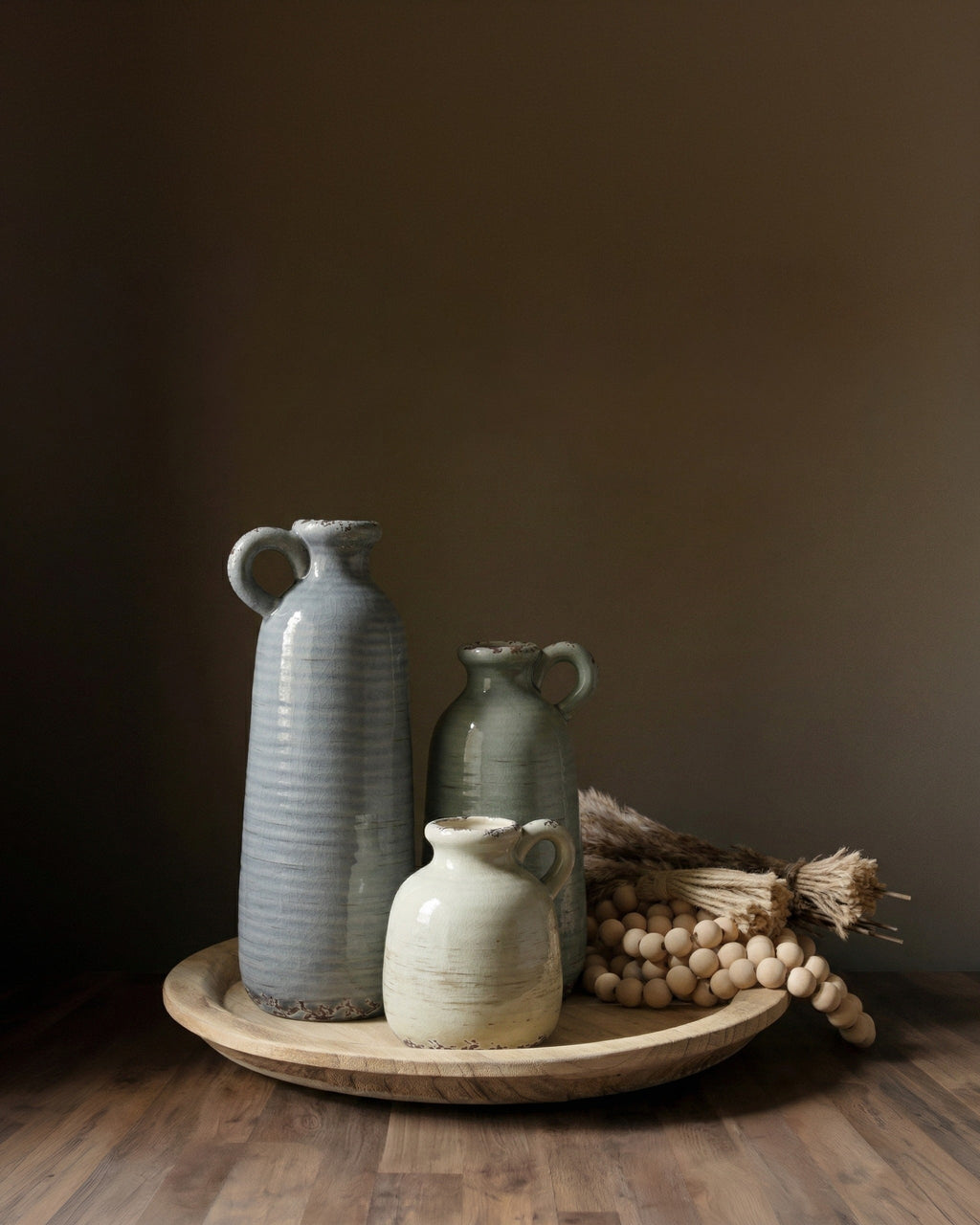 Lot de 3 vases en céramique rustiques Sage et Sky
