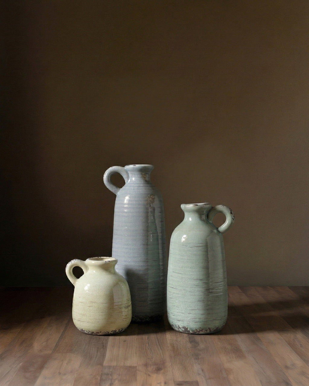 Lot de 3 vases en céramique rustiques Sage et Sky