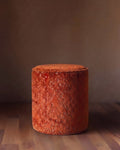 Le pouf-tambour Terracina en velours de Bourgogne