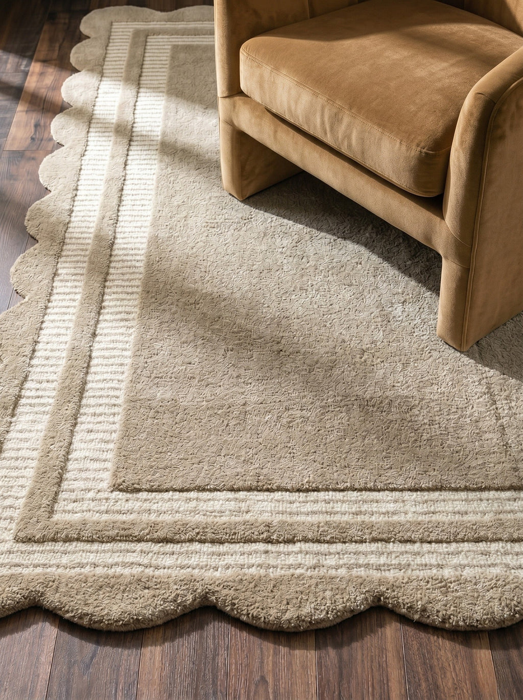 Tapis en laine Marseille avec bords festonnés