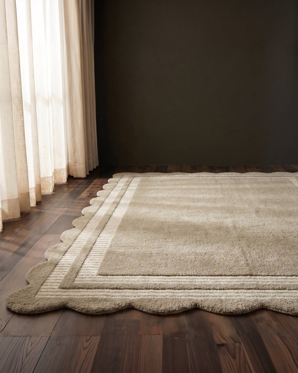 Tapis en laine Marseille avec bords festonnés