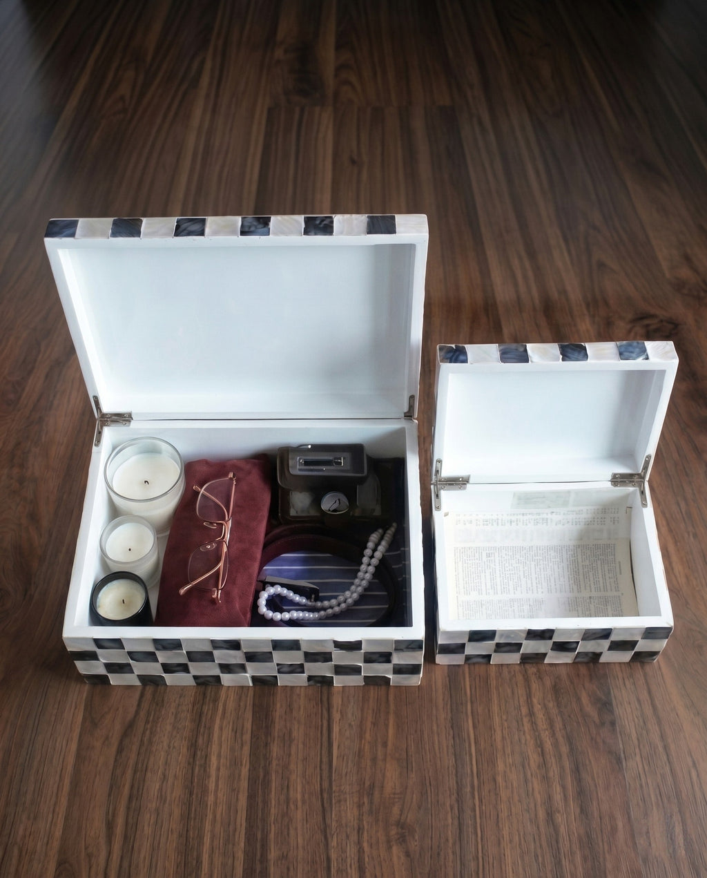 Le coffret à bijoux et à souvenirs marqueterie Azure