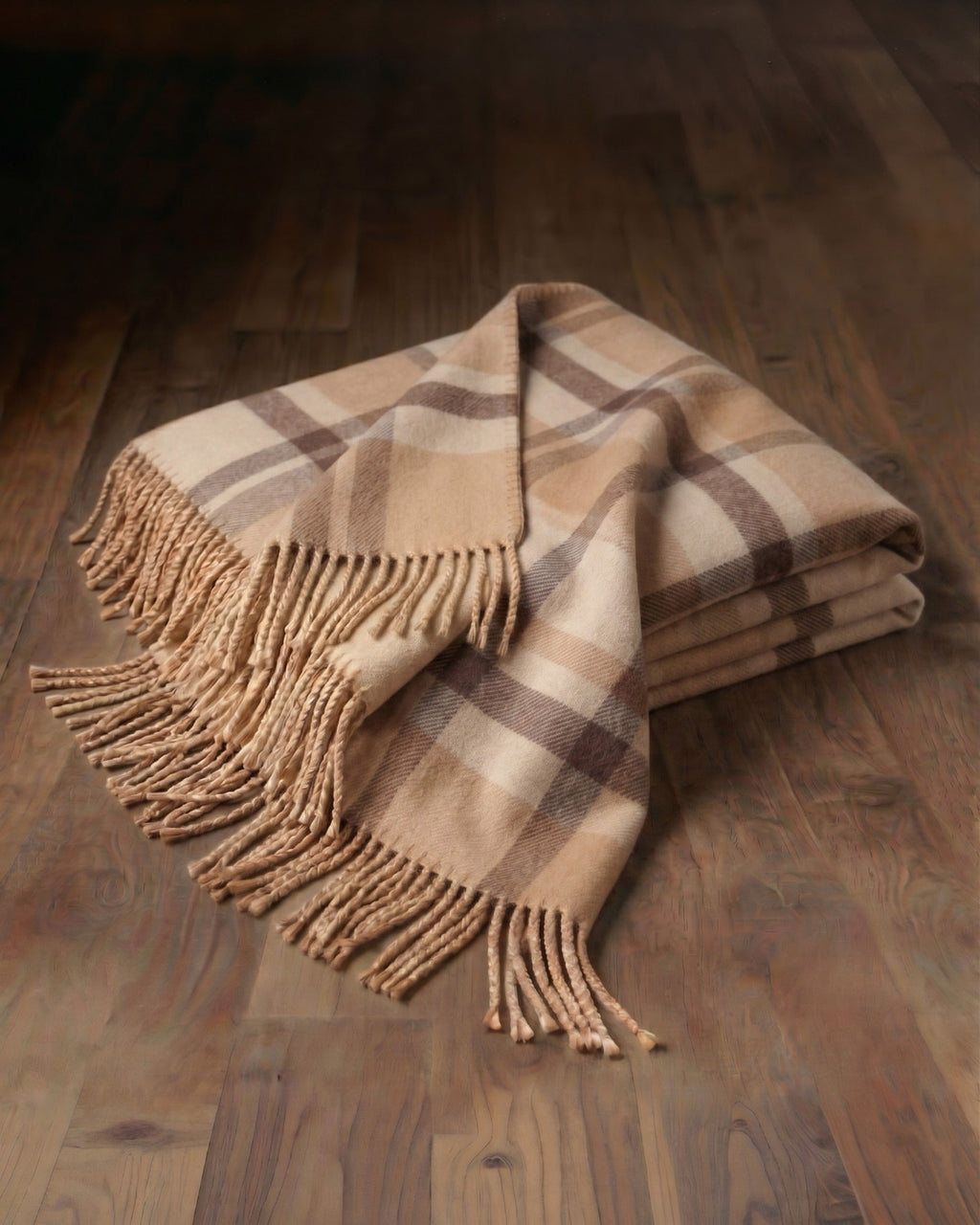 Jeté en cachemire Ascot Legacy Heirloom – Carreaux camel et taupe
