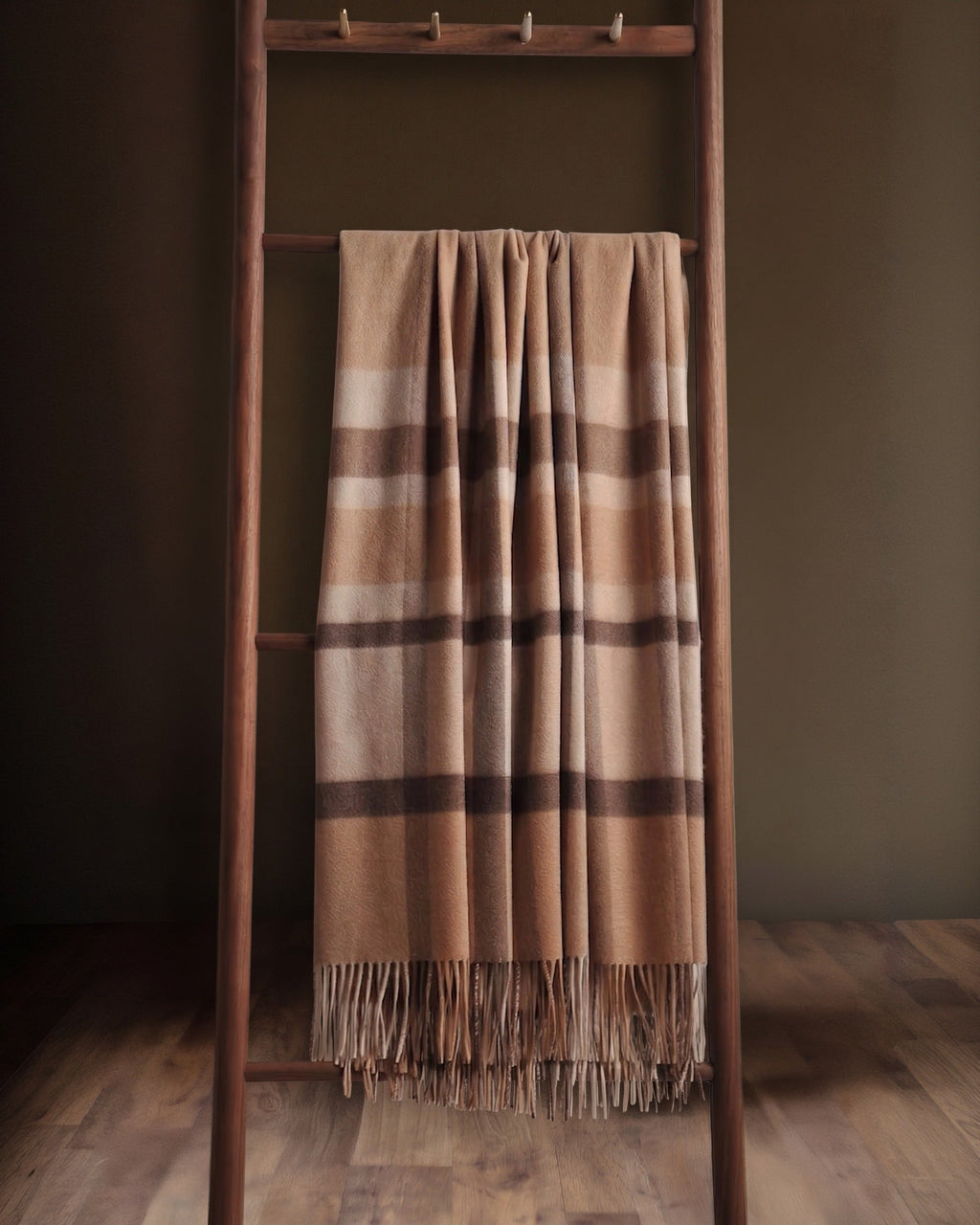 Jeté en cachemire Ascot Legacy Heirloom – Carreaux camel et taupe