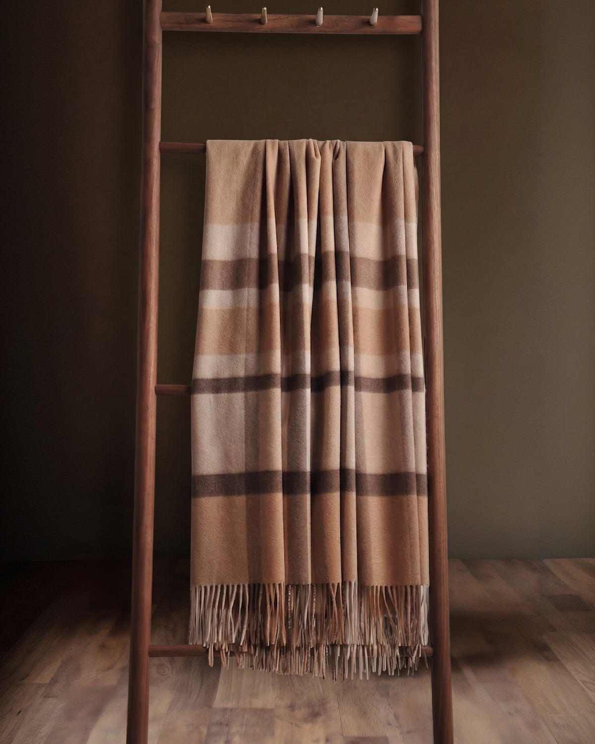 Jeté en cachemire Ascot Legacy Heirloom – Carreaux camel et taupe