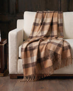 Jeté en cachemire Ascot Legacy Heirloom – Carreaux camel et taupe