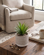 Le pot décoratif en similicuir texturé motif agave