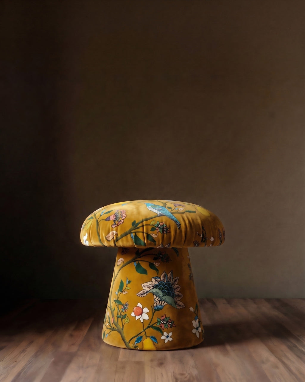 Le tabouret champignon de velours de la Serre Royale
