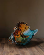 La Crête de Triton : Sculpture de Conque en Verre Soufflé Main