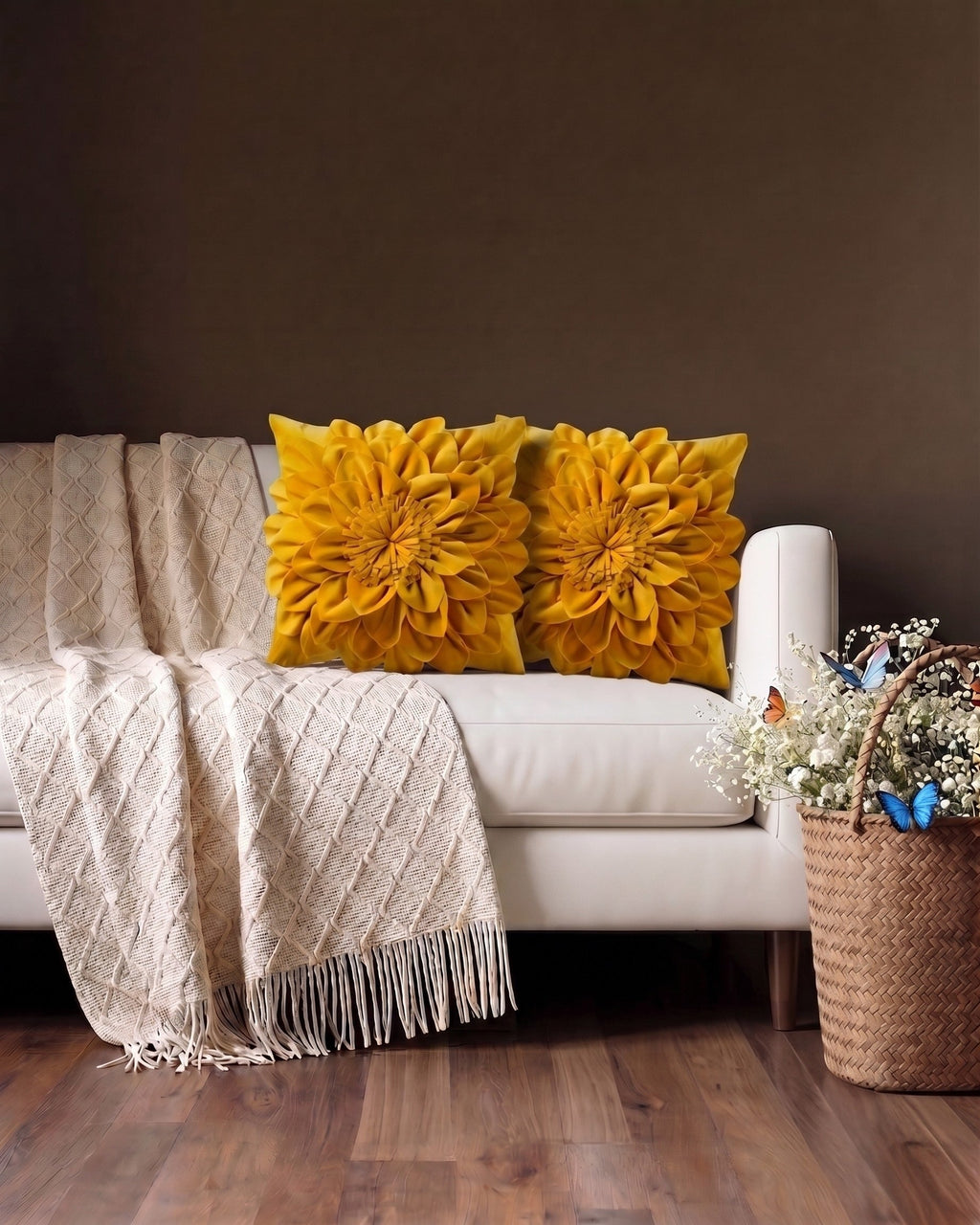 Le Coussin en Velours Fleuri Chrysanthème