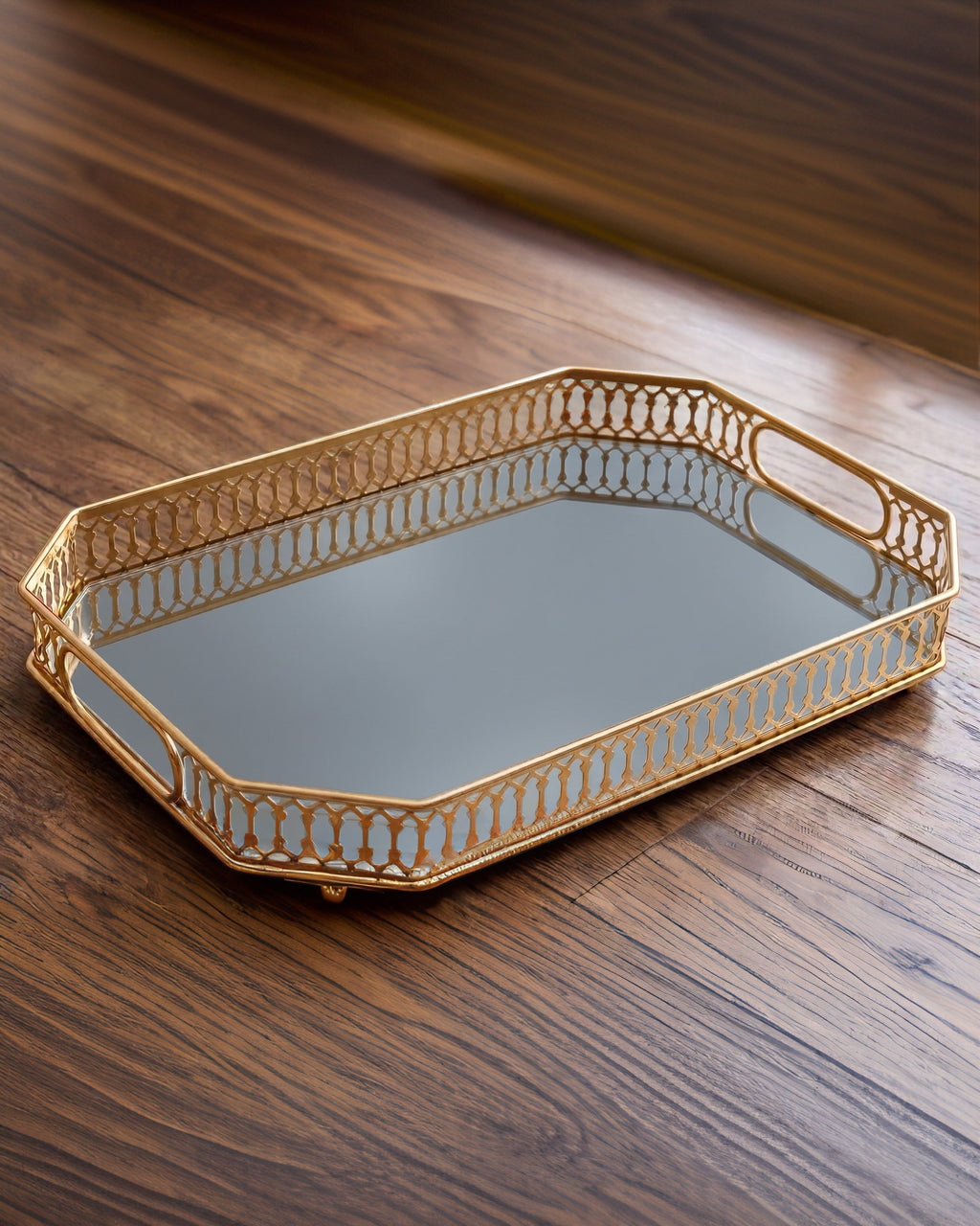 Le plateau miroir Art déco Reflets Dorés